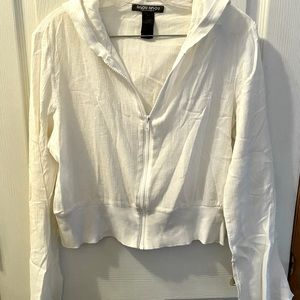 White lightweight hooded zip up Large